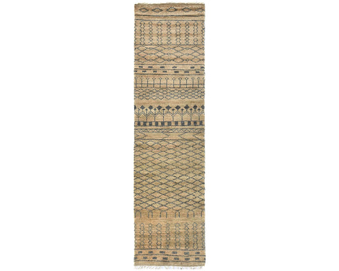 8 Feet Moroccan Brown Hand Woven Wool Runner Rug